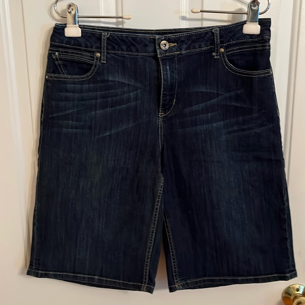 Bermuda Jeans size 10.   Dark Blue, Machine was cold inside out, tumble dry low.